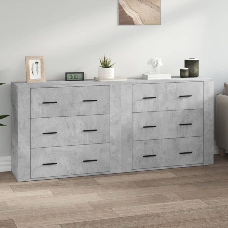vidaXL Sideboards 2 Stk. Betongrau Holzwerkstoff vidaXL Sideboards 2 Stk. Betongrau Holzwerkstoff