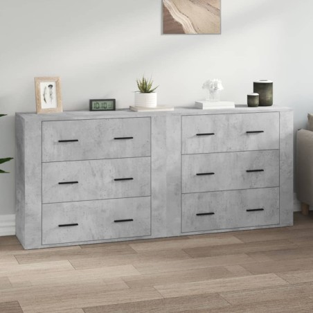 vidaXL Sideboards 2 Stk. Betongrau Holzwerkstoff