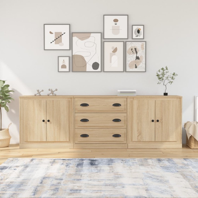 vidaXL Sideboards 3 Stk. Sonoma-Eiche Holzwerkstoff vidaXL Sideboards 3 Stk. Sonoma-Eiche Holzwerkstoff