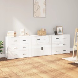 vidaXL Sideboards 3 Stk. Hochglanz-Weiß Holzwerkstoff