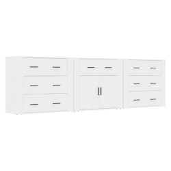 vidaXL Sideboards 3 Stk. Hochglanz-Weiß Holzwerkstoff