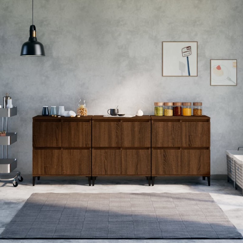 vidaXL Sideboards 3 Stk. Braun Eichen-Optik 60x35x70 cm Holzwerkstoff vidaXL Sideboards 3 Stk. Braun Eichen-Optik 60x35x70 cm Holzwerkstoff