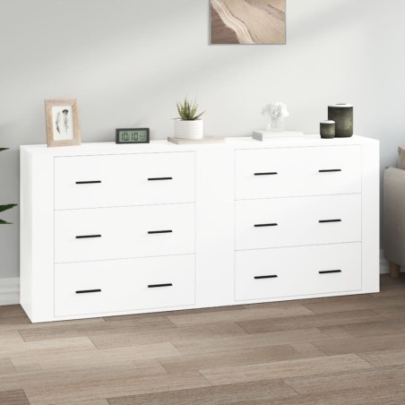 vidaXL Sideboards 2 Stk. Hochglanz-Weiß Holzwerkstoff