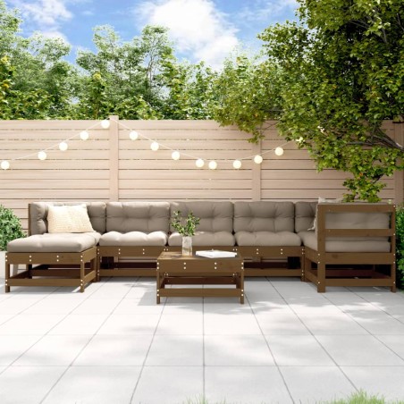 vidaXL 8-tlg. Garten-Lounge-Set mit Kissen Honigbraun Massivholz