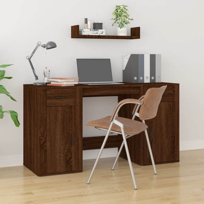 vidaXL Schreibtisch mit Stauraum Braun Eichen-Optik Holzwerkstoff vidaXL Schreibtisch mit Stauraum Braun Eichen-Optik Holzwerkstoff
