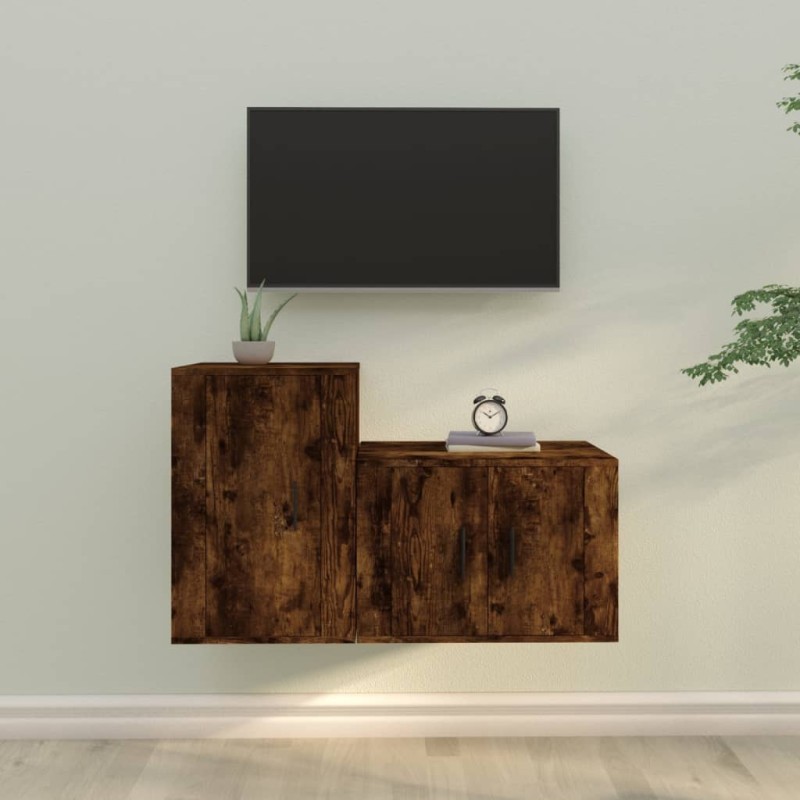 vidaXL 2-tlg. TV-Schrank-Set Räuchereiche Holzwerkstoff vidaXL 2-tlg. TV-Schrank-Set Räuchereiche Holzwerkstoff