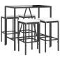 vidaXL 5-tlg. Gartenbar-Set mit Kissen Schwarz Poly Rattan vidaXL 5-tlg. Gartenbar-Set mit Kissen Schwarz Poly Rattan