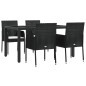 vidaXL 5-tlg. Garten-Essgruppe mit Kissen Schwarz Poly Rattan vidaXL 5-tlg. Garten-Essgruppe mit Kissen Schwarz Poly Rattan
