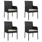 vidaXL 5-tlg. Garten-Essgruppe mit Kissen Schwarz Poly Rattan vidaXL 5-tlg. Garten-Essgruppe mit Kissen Schwarz Poly Rattan