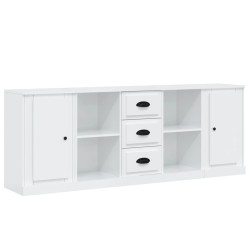 vidaXL Sideboards 3 Stk. Hochglanz-Weiß Holzwerkstoff