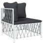 vidaXL 10-tlg. Garten-Lounge-Set mit Kissen Weiß Stahl vidaXL 10-tlg. Garten-Lounge-Set mit Kissen Weiß Stahl