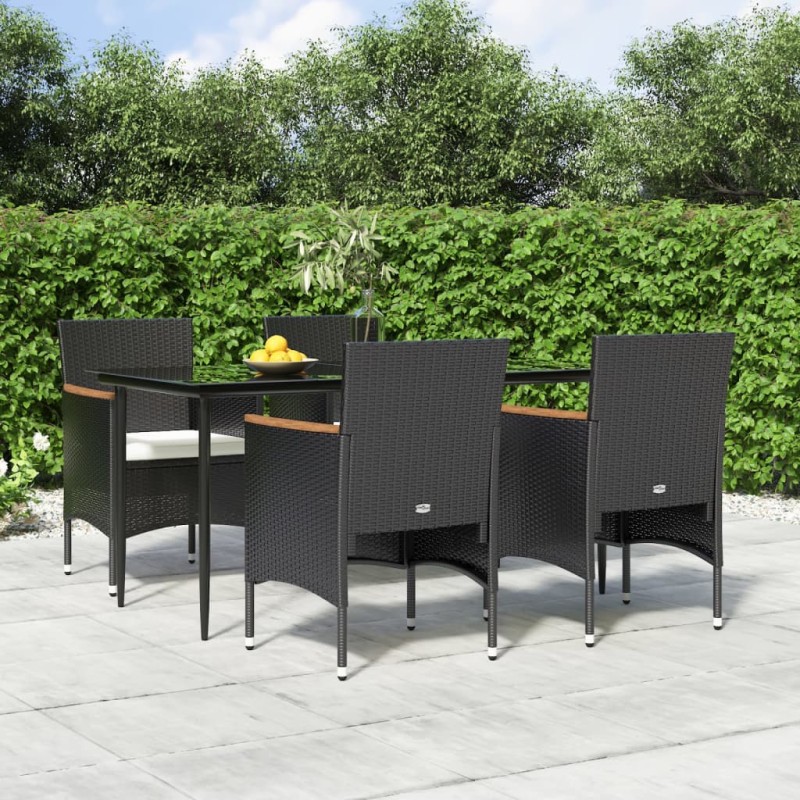 vidaXL 5-tlg. Garten-Essgruppe mit Kissen Schwarz vidaXL 5-tlg. Garten-Essgruppe mit Kissen Schwarz