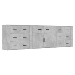 vidaXL Sideboards 3 Stk. Betongrau Holzwerkstoff