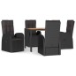 vidaXL 5-tlg. Garten-Essgruppe mit Kissen Schwarz Poly Rattan vidaXL 5-tlg. Garten-Essgruppe mit Kissen Schwarz Poly Rattan