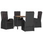 vidaXL 5-tlg. Garten-Essgruppe mit Kissen Schwarz Poly Rattan vidaXL 5-tlg. Garten-Essgruppe mit Kissen Schwarz Poly Rattan
