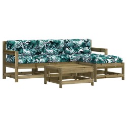 vidaXL 5-tlg. Garten-Lounge-Set mit Kissen Imprägniertes Kiefernholz