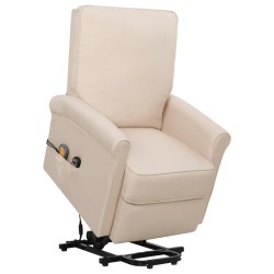 Massagesessel mit Aufstehhilfe Creme Stoff