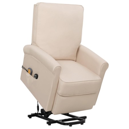 Massagesessel mit Aufstehhilfe Creme Stoff