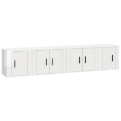 vidaXL 4-tlg. TV-Schrank-Set Hochglanz-Weiß Holzwerkstoff