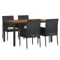 vidaXL 5-tlg. Garten-Essgruppe mit Kissen Schwarz Poly Rattan vidaXL 5-tlg. Garten-Essgruppe mit Kissen Schwarz Poly Rattan