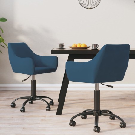 Esszimmerstühle 2 Stk. Drehbar Blau Samt