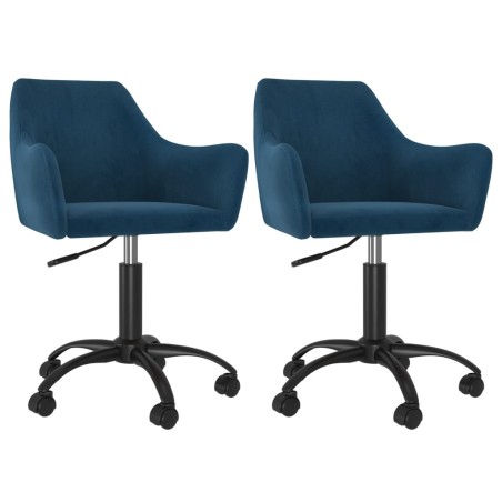 Esszimmerstühle 2 Stk. Drehbar Blau Samt
