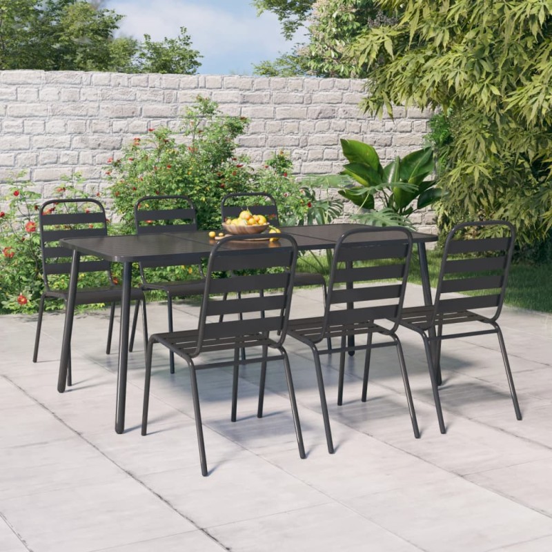 vidaXL 7-tlg. Garten-Essgruppe Anthrazit Stahl vidaXL 7-tlg. Garten-Essgruppe Anthrazit Stahl