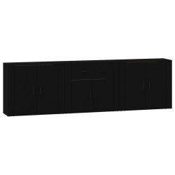 vidaXL Sideboards 3 Stk. Schwarz Holzwerkstoff