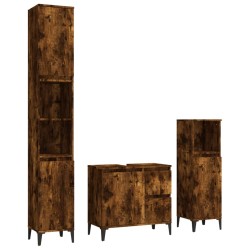 vidaXL 3-tlg. Badmöbel-Set Räuchereiche Holzwerkstoff