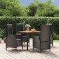 vidaXL 5-tlg. Garten-Essgruppe mit Kissen Schwarz Poly Rattan vidaXL 5-tlg. Garten-Essgruppe mit Kissen Schwarz Poly Rattan