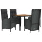 vidaXL 5-tlg. Garten-Essgruppe mit Kissen Schwarz Poly Rattan vidaXL 5-tlg. Garten-Essgruppe mit Kissen Schwarz Poly Rattan