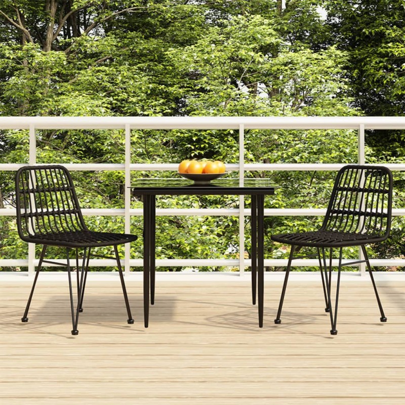 vidaXL 3-tlg. Garten-Essgruppe Schwarz Poly Rattan vidaXL 3-tlg. Garten-Essgruppe Schwarz Poly Rattan