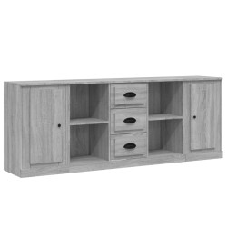 vidaXL Sideboards 3 Stk. Grau Sonoma Holzwerkstoff