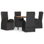vidaXL 5-tlg. Garten-Essgruppe mit Kissen Schwarz Poly Rattan vidaXL 5-tlg. Garten-Essgruppe mit Kissen Schwarz Poly Rattan