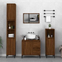 vidaXL 3-tlg. Badmöbel-Set Braun Eichen-Optik Holzwerkstoff