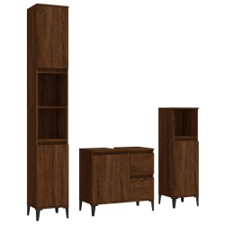 vidaXL 3-tlg. Badmöbel-Set Braun Eichen-Optik Holzwerkstoff