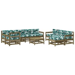 vidaXL 10-tlg. Garten-Lounge-Set mit Kissen Kiefernholz Imprägniert