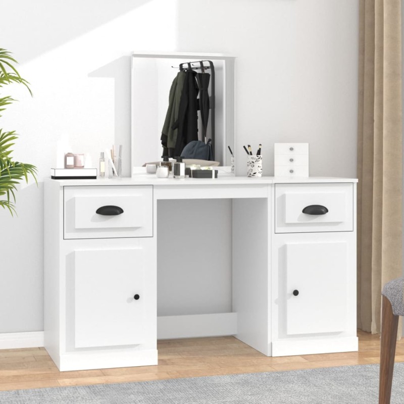 vidaXL Schminktisch mit Spiegel Weiß 130x50x132,5 cm vidaXL Schminktisch mit Spiegel Weiß 130x50x132,5 cm