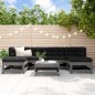 vidaXL 7-tlg. Garten-Lounge-Set mit Kissen Grau Massivholz vidaXL 7-tlg. Garten-Lounge-Set mit Kissen Grau Massivholz