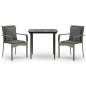 vidaXL 3-tlg. Garten-Essgruppe mit Kissen Schwarz und Grau Poly Rattan vidaXL 3-tlg. Garten-Essgruppe mit Kissen Schwarz und Grau Poly Rattan