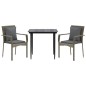 vidaXL 3-tlg. Garten-Essgruppe mit Kissen Schwarz und Grau Poly Rattan vidaXL 3-tlg. Garten-Essgruppe mit Kissen Schwarz und Grau Poly Rattan