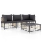 vidaXL 4-tlg. Garten-Lounge-Set mit Kissen Anthrazit Poly Rattan vidaXL 4-tlg. Garten-Lounge-Set mit Kissen Anthrazit Poly Rattan