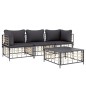 vidaXL 4-tlg. Garten-Lounge-Set mit Kissen Anthrazit Poly Rattan vidaXL 4-tlg. Garten-Lounge-Set mit Kissen Anthrazit Poly Rattan