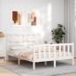 vidaXL Massivholzbett mit Kopfteil Weiß 140x190 cm vidaXL Massivholzbett mit Kopfteil Weiß 140x190 cm