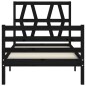 vidaXL Massivholzbett mit Kopfteil Schwarz 100x200 cm vidaXL Massivholzbett mit Kopfteil Schwarz 100x200 cm