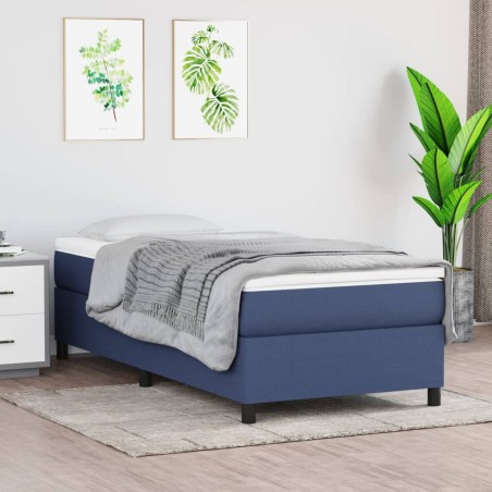 vidaXL Boxspringbett mit Matratze Blau 90x190 cm Stoff