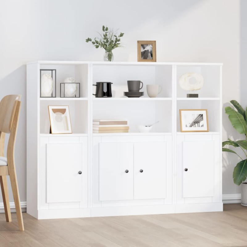 vidaXL Highboards 3 Stk. Weiß Holzwerkstoff vidaXL Highboards 3 Stk. Weiß Holzwerkstoff
