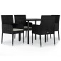 vidaXL 5-tlg. Garten-Essgruppe mit Kissen Schwarz Poly Rattan vidaXL 5-tlg. Garten-Essgruppe mit Kissen Schwarz Poly Rattan