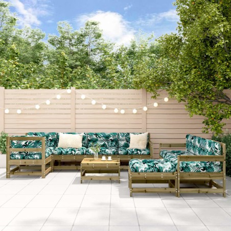 vidaXL 10-tlg. Garten-Lounge-Set mit Kissen Kiefernholz Imprägniert
