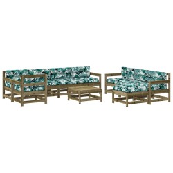 vidaXL 10-tlg. Garten-Lounge-Set mit Kissen Kiefernholz Imprägniert